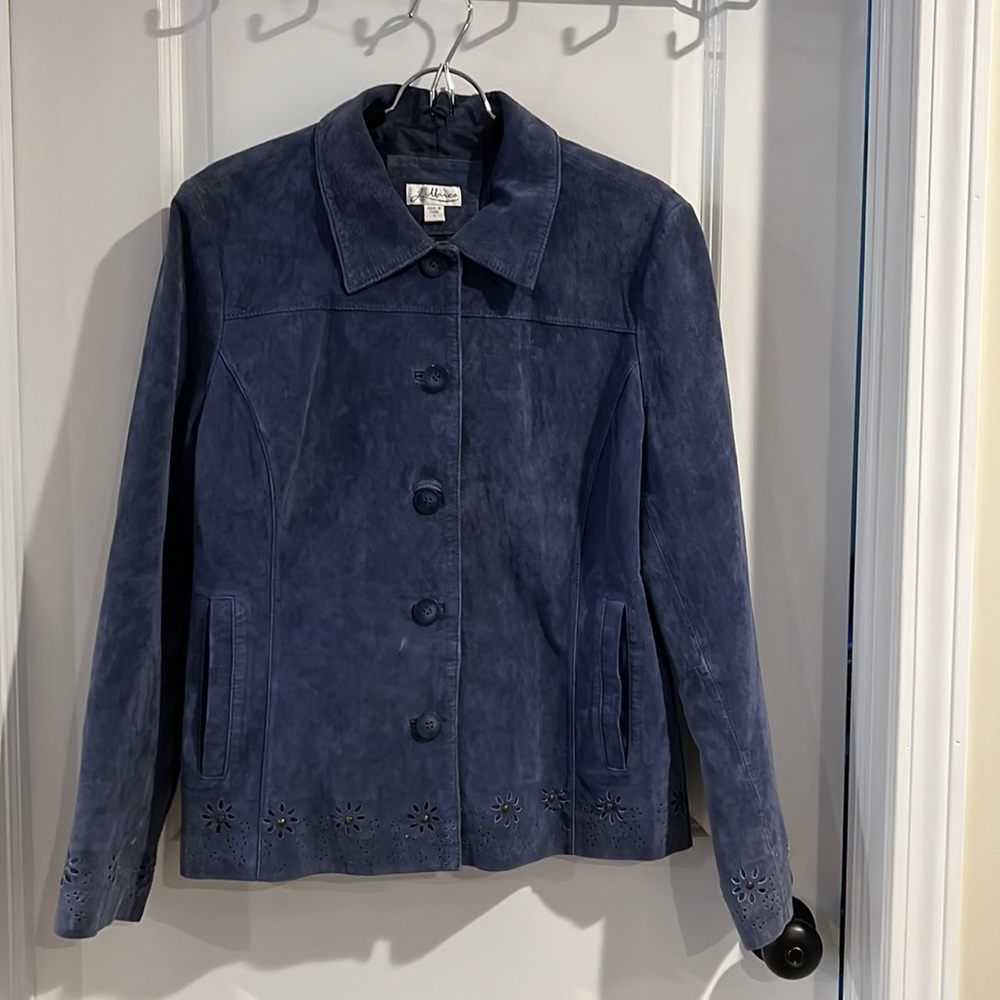 J. Marco Genuine Leather Jacket with Floral Cutouts